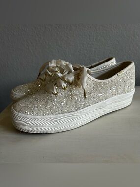 Keds x Kate Spade Triple Glitter Platform Sneakers, women’s size 7. New/no box.